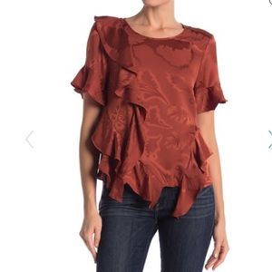 Cinq a Sept Sol Ruffle Silk Blouse. XXS. Brand New